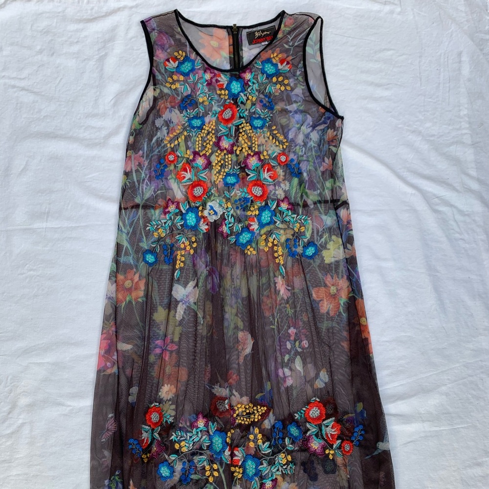 Johnny Was Mesh Dress Medium Embroidered Biya